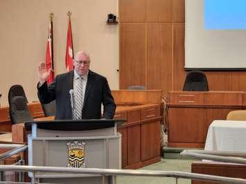 Derek Davis is sworn in as Sarnia's new police chief - May 31/22 (Blackburn Media photo by Josh Boyce)