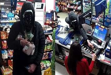 Robbery suspect at Circle K in Sarnia. June 15, 2023. (Photo courtesy of Sarnia-Lambton Crime Stoppers)