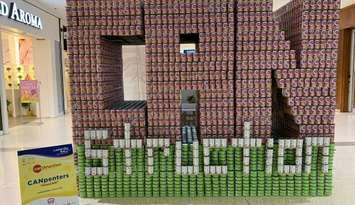 Carpenters Local 1256 CANstruction build. March 27, 2022. Photo courtesy of the Inn of the Good Shepherd via Facebook.