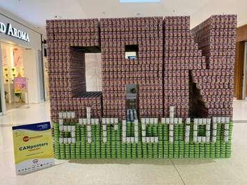 Carpenters Local 1256 CANstruction build. March 27, 2022. Photo courtesy of the Inn of the Good Shepherd via Facebook.