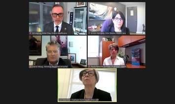 The CEO's of five area hospitals provide an update on an October cyberattack. April 3, 2024. Image captured from ZOOM media conference.