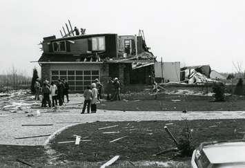 Watford Guide Advocate photo of damage from the tornado in Reeces Corners - May 2/83 (Photo courtesy of Lambton County Archives) 