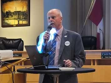 Petrolia Mayor Brad Loosley on election night October, 24, 2022. Blackburn Media photo by Nicole Ramsay. 