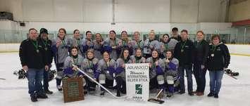 Lambton Attack U18 celebrate a Silver Stick Championship at Clearwater Arena. 8 January 2023. 