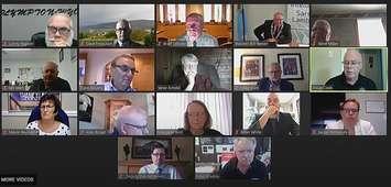 Lambton County councillors meet September 2, 2020. Screen shot from virtual meeting.