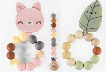 Souris mini teethers and pacifier clips were recalled over concerns they could pose a choking hazard. Photo courtesy of Health Canada. 