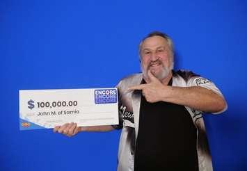 Sarnia's John McClelland wins $100,000 ENCORE prize - Aug 21/24 (Photo courtesy of Ontario Lottery and Gaming Corporation) 