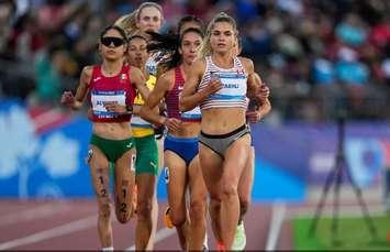 Julie-Anne Staehli of Canada competes in the Women’s 5000m finals during the Santiago 2023 Pan American Games on Thursday, November 02, 2023. Photo by Leah Hennel/COC