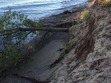 The City of Sarnia has barricaded Blackwell Sideroad Beach from the public and posted danger signs around the property due to severe erosion. October 5, 2016 BlackburnNews.com photo by Sue Storr.