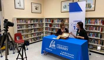 Lambton County Archives filming family oral histories as part of Show & Tell in 2024. Submitted photo.