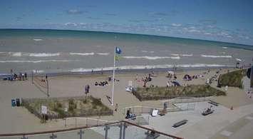 Grand Bend beach. August 22, 2019 Image via the Grand Bend beach cam at lambtonshores.ca