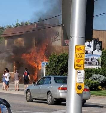 A fire at the Grand Bend Subway. 19 August 2020. (Submitted photo)