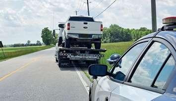 Alleged stunt driver stopped on Blackwell Sideroad. June 24, 2025. (Photo courtesy of Sarnia Police Service) 