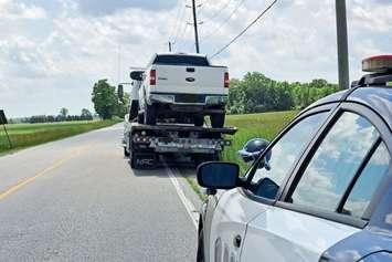 Alleged stunt driver stopped on Blackwell Sideroad. June 24, 2025. (Photo courtesy of Sarnia Police Service) 