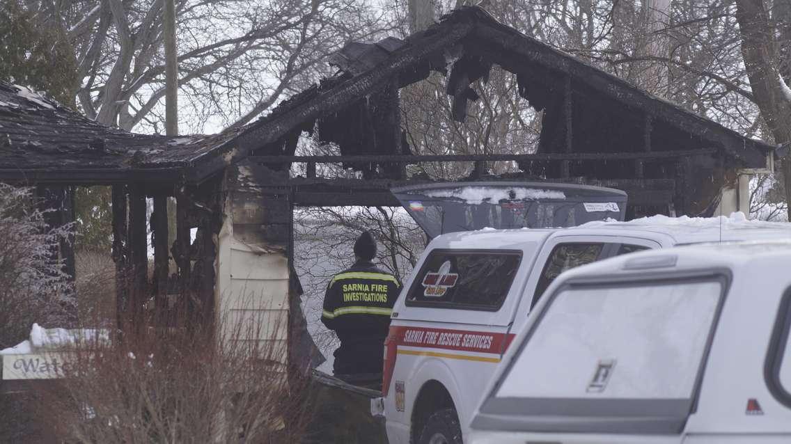 Fire at Germain Street and Montcalm Avenue in Sarnia (Photo by: Lindsay Newman, Blackburn Media)