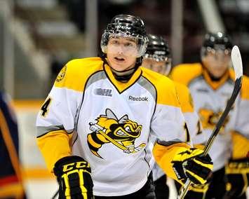 Former Sting Reid Boucher during the 2012-13 season. (Photo by Terry Wilson / OHL Images)