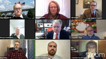 Sarnia City Council meeting in special session to discuss ways to protect small businesses during the COVID lockdown. 5 January 2021. (Screenshot from City of Sarnia Zoom call)
