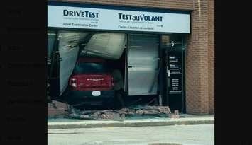 An SUV crashes through the window of the drive test centre in Sarnia - Aug 27/25 (Submitted photo)