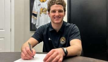 The Sarnia Sting sign defenceman Jack O'Brien - Dec. 4/24 (Photo courtesy of Sarnia Sting)