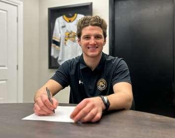 The Sarnia Sting sign defenceman Jack O'Brien - Dec. 4/24 (Photo courtesy of Sarnia Sting)