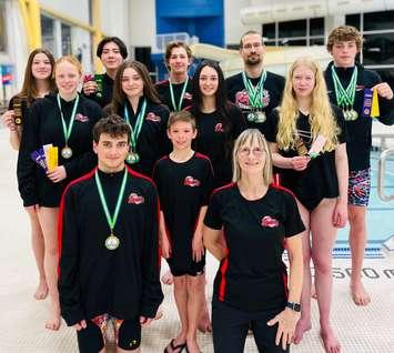 Sarnia Rapids group photo at Western Region Swim Championships 2023. (Photo courtesy of Sue Weir)