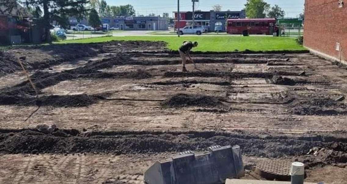 Work to install a new community garden in Sarnia. October 4, 2023. (Photo courtesy of The Salvation Army Sarnia Community and Family Services via Facebook)