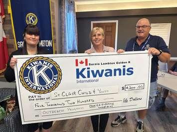 L to R, April Lepore, Adriana Anborgh, Tony Wheeler. Photo courtesy of Sarnia-Lambton Golden K Kiwanis Club. 