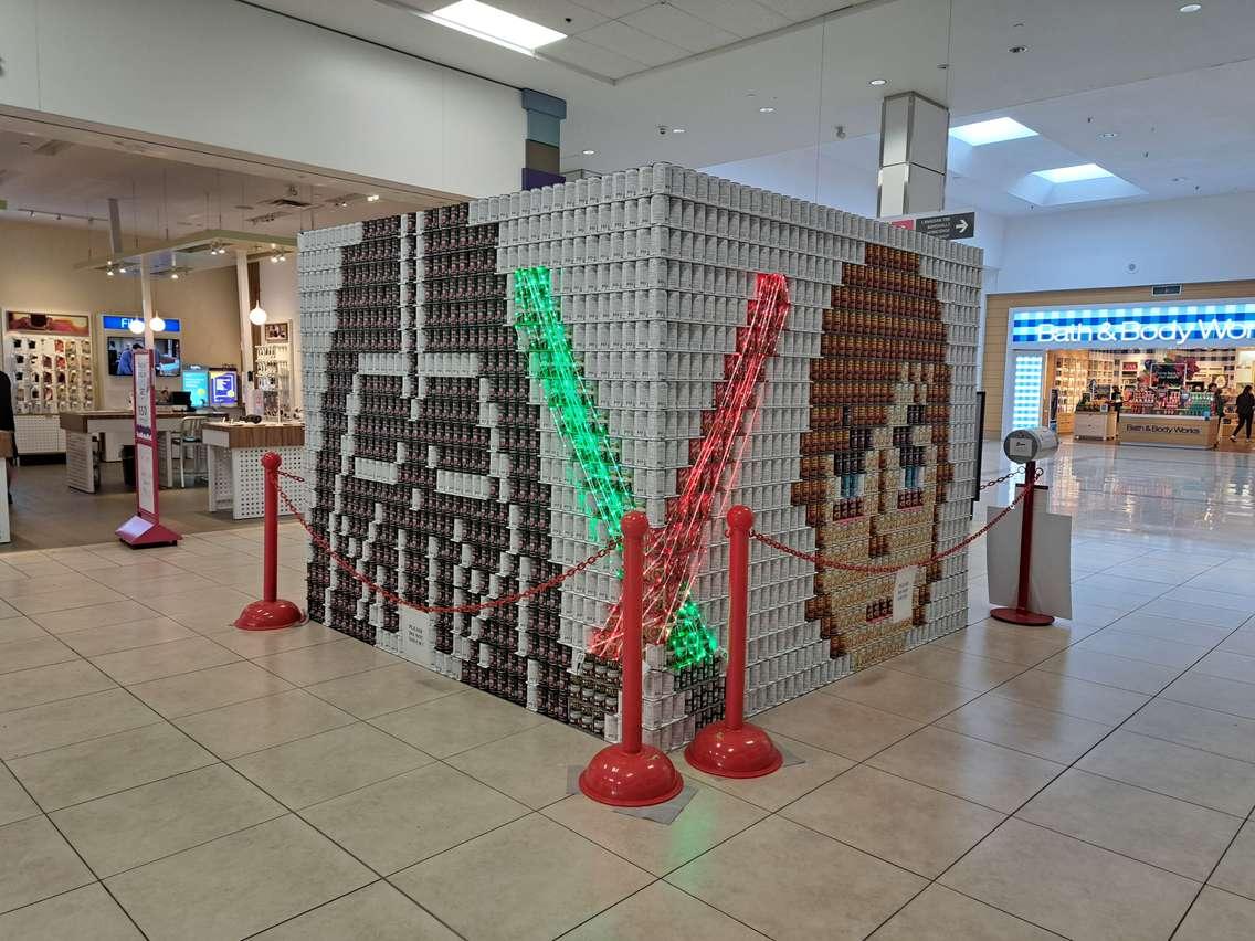 Back of CF Industries' CANstruction build. March 4, 2024. (Photo by Natalia Vega)