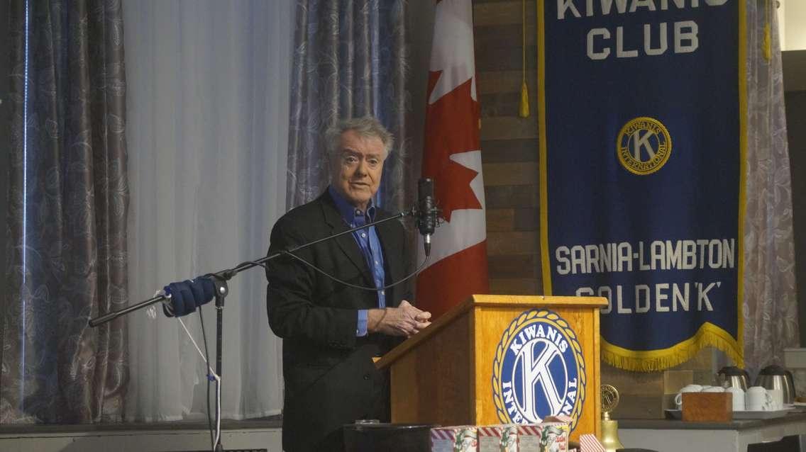 Mayor Mike Bradley delivers State of the City address at the Kiwanis Club of Sarnia-Lambton Golden K meeting. January 7, 2025. (Photo by Natalia Vega)