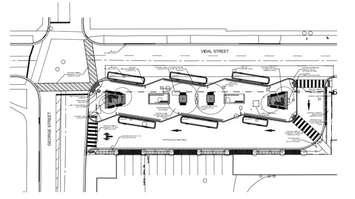 Downtown terminal location and shelter design. Photo courtesy of the City of Sarnia. 