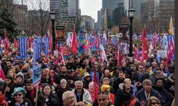 Thousands rally against changes to Ontario's health care system. April 30, 2019 Photo courtesy of @AndreaHorwath Twitter. 