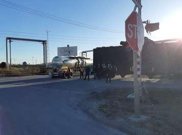 A train and tanker collide in Sarnia - March 25, 2019 (Photo courtesy of Sarnia police)