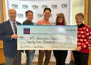 The Margaret Stokes IODE donates $25,000 to VPP capital campaign. March 22, 2024. (Photo courtesy of Victoria Playhouse Petrolia)