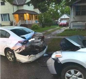 Collision involving a parked vehicle. August 20, 2022. (Photo courtesy of Sarnia Police Service)