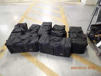 Bags containing suspected cocaine seized at the Blue Water Bridge - July 23/25 (Photo courtesy of CBSA)