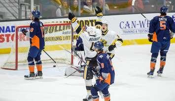 Sarnia Sting home to Flint Firebirds, Dec 11, 2024. Photo by Metcalfe Photography. 