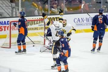 Sarnia Sting home to Flint Firebirds, Dec 11, 2024. Photo by Metcalfe Photography. 