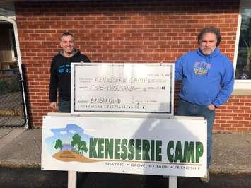 Jason Stoner of ENGIE Canada Ontario West Wind (left) and Kenesserie Camp Director Dan Richards. November 19, 2020. (Photo courtesy of Jason Stoner).