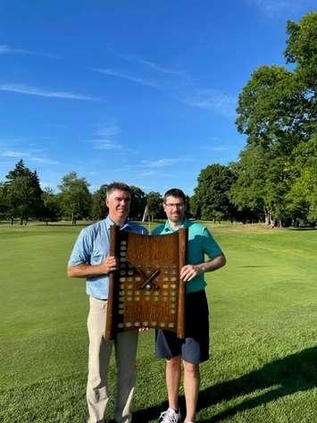 Winner Graham Hill with SG&CC head professional Jamie Parkinson. Photo supplid by SG&CC.