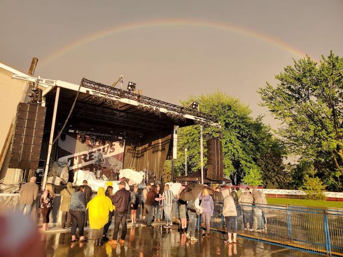 A rainbow appears over the Block Party stage while fans wait for The Trews to perform. June 10, 2022 Image courtesy of Kerry’s Klips Photography