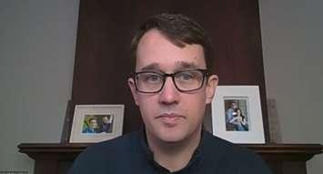 Screenshot of Lambton-Kent-Middlesex MPP Monte McNaughton during a virtual news conference. January 13, 2022.