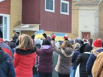 Vigil at St. George's Ukrainian Catholic Church, Sunday Feb 27, 2022. Blackburn Media photo by Stephanie Chaves. 
