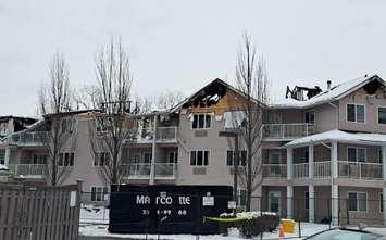 Fairwinds Lodge in Sarnia following fire. January 28, 2023. (Photo by Natalia Vega)
