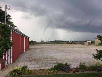 A funnel cloud was seen in the Leamington area on August 11,
 2017. (Photo courtesy of David Epp via Facebook)