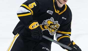 Mitch Young of the Sarnia Sting, December 9, 2023 (Image courtesy of the Sarnia Sting via X)