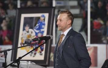 Steven Stamkos at Progressive Auto Sales Arena Jan. 12, 2018 for jersey retirement (Photo courtesy of Metcalfe Photography)