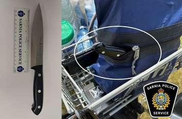 A knife confiscated by Sarnia police officers - June 26/25 (Photo courtesy of Sarnia Police Service)