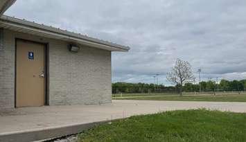 A washroom in Germain Park in Sarnia. May, 2025. Blackburn Media photo by Melanie Irwin.