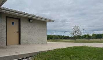 A washroom in Germain Park in Sarnia. May, 2025. Blackburn Media photo by Melanie Irwin.