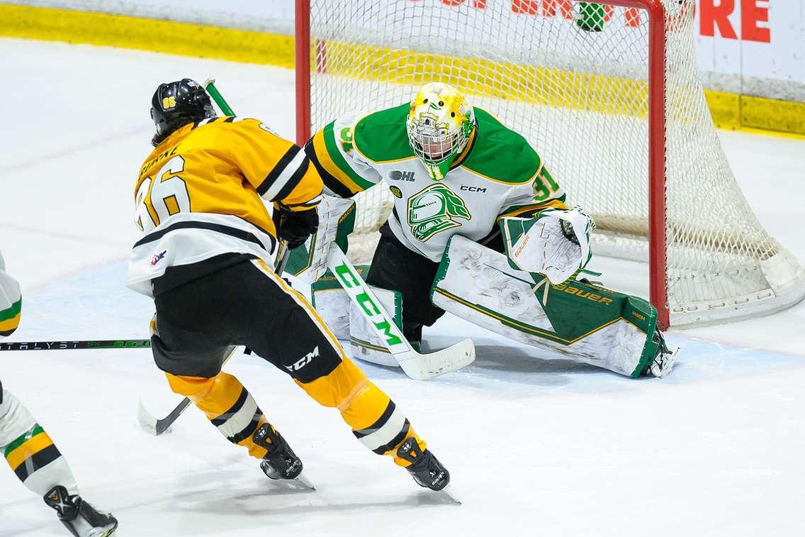 The Sarnia Sting taking on the London Knights. 18 February 2023. (Metcalfe Photography)